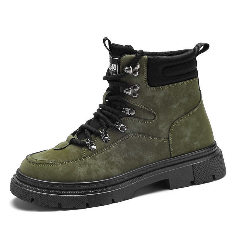 Men's High-top Thick-soled Solid Color Martin Boots
