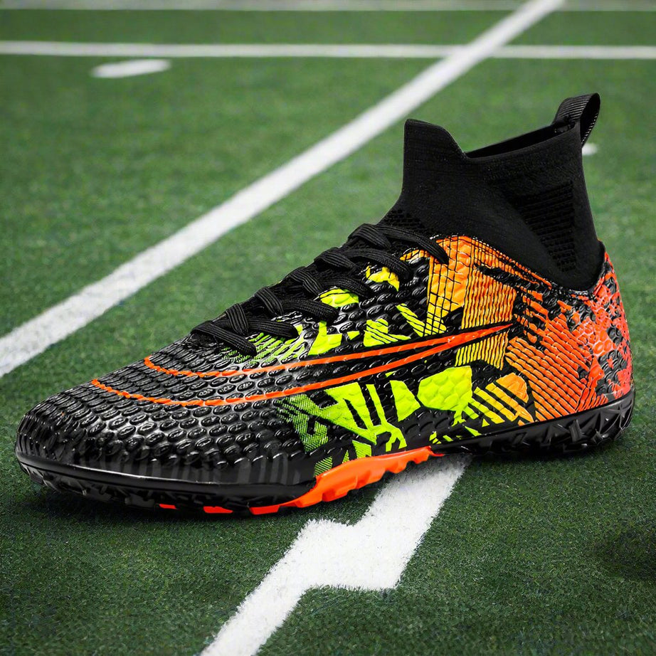 Men's High-Top Gamon Leather Football Turf Sports Shoes