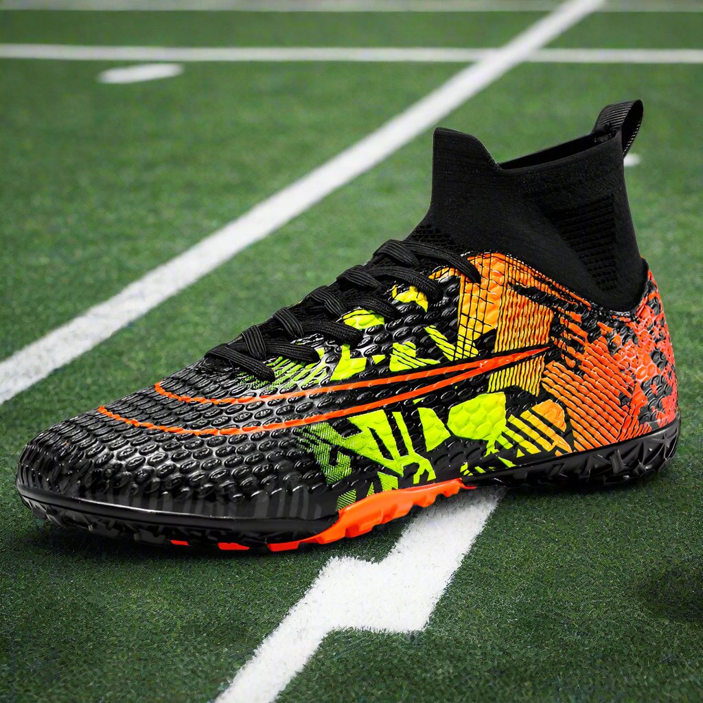 Men's High-Top Gamon Leather Football Turf Sports Shoes