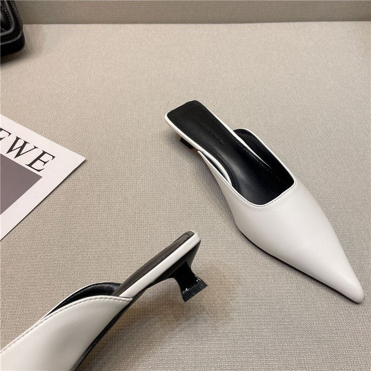 Women's Thin Heel Casual Muller Half Slippers