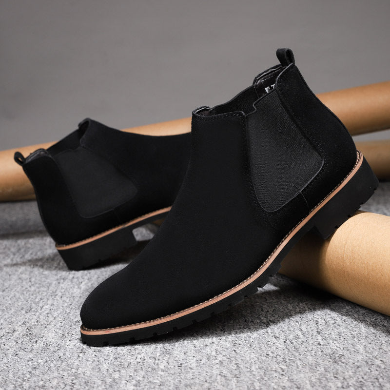 Men's Leather High- Top Casual Chelsea Boots