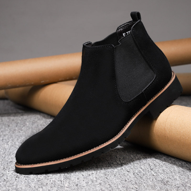 Men's Leather High- Top Casual Chelsea Boots