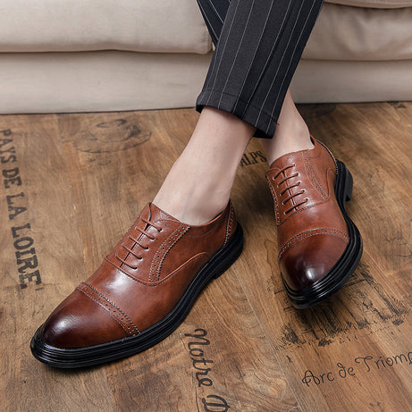 Men's Leather British Style Pointed Outdoor Shoes