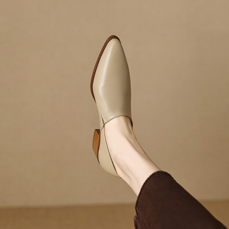 Women's Soft Leather Medium Heel Shoes