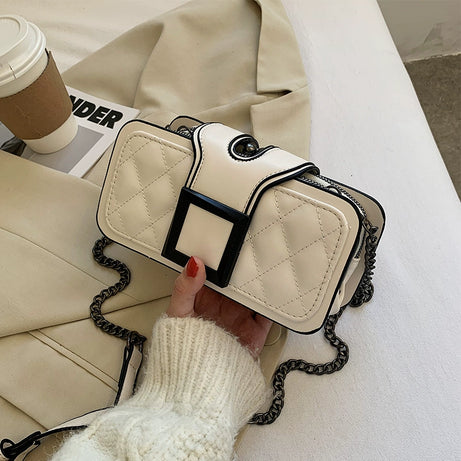 Women's Leather Trendy Rhombus Crossbody Bag