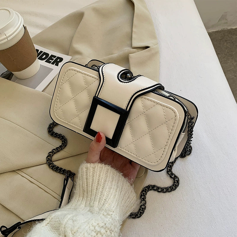 Women's Leather Trendy Rhombus Crossbody Bag