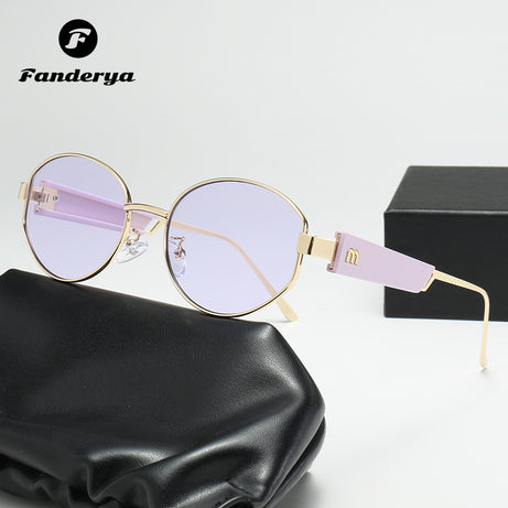 Women's Retro Small Oval Frame UV Protection Sunglasses