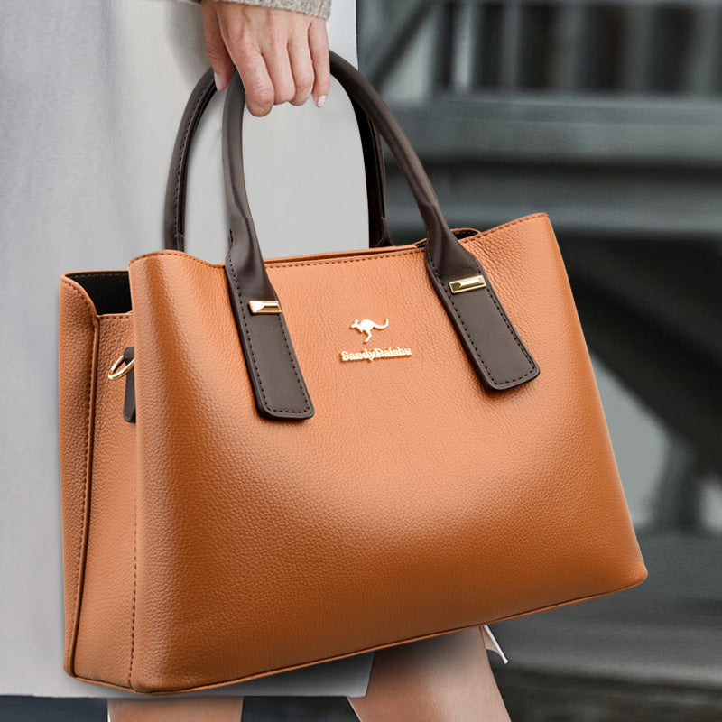 Women's Leather Double Magnetic Buckle Bag