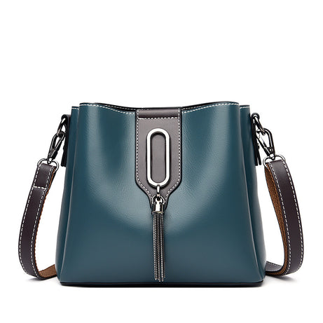 Women's Leather Stylish Chain Bucket Bag