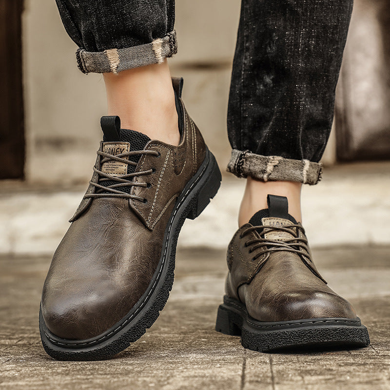 Men's Casual Leather Trend Thick-Soled Martin Boots
