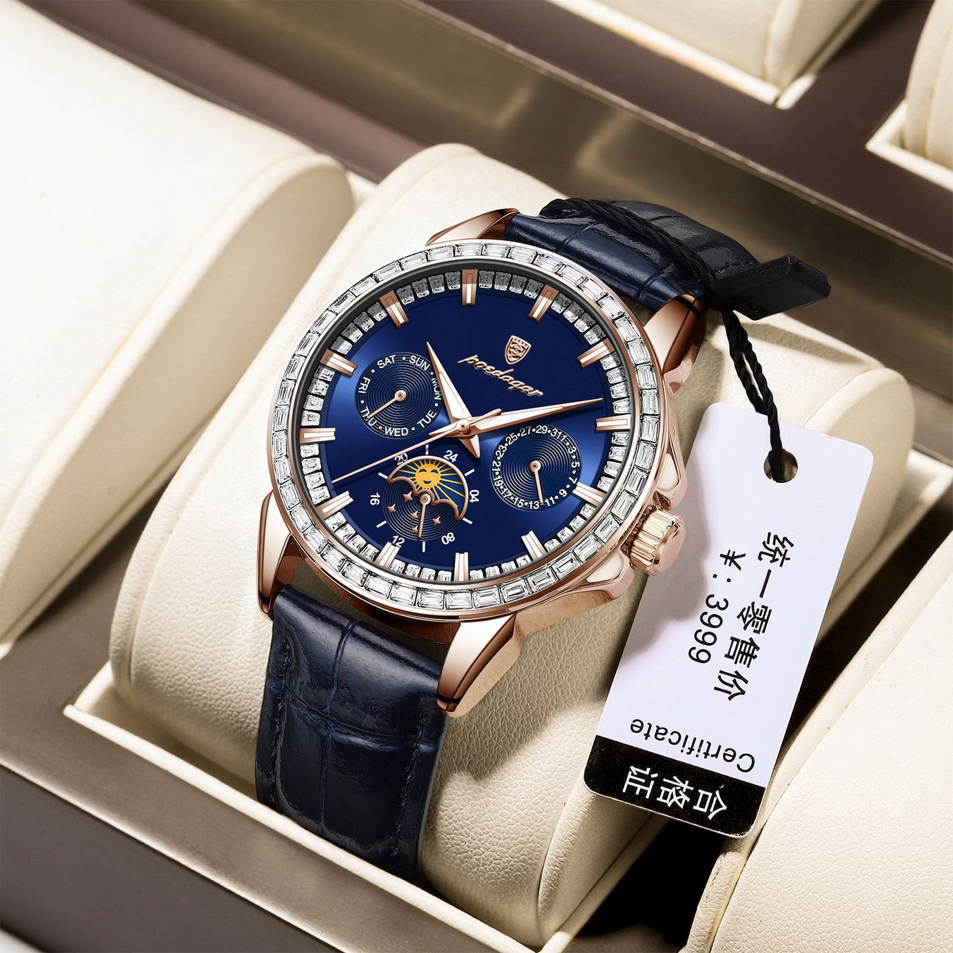 Men's  Diamond-encrusted Quartz Watch