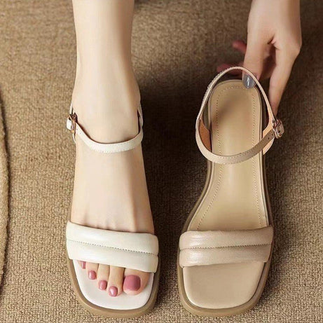 Women's Chunky Mid Heels Open Toe shoes