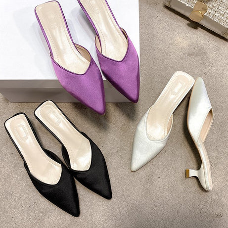 Women's Baotou Half-Tray Pointed Heel Slippers