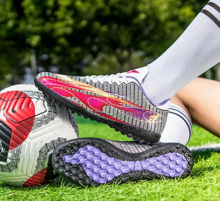 Men's Leather Football Turf Sports Shoes