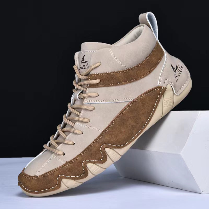 Men's Leather High-Top Casual Shoes