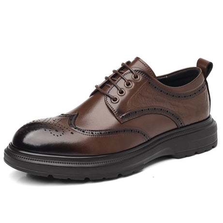 Men's Leather Block Engraved Formal Shoes