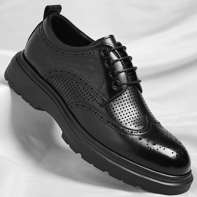 Men's Leather Block Engraved Formal Shoes