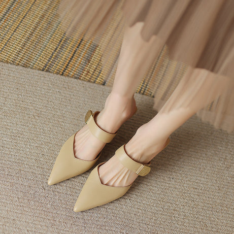 Women's Soft Leather Thin Heel Sandals