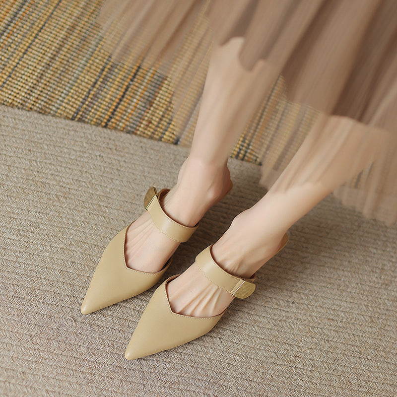 Women's Soft Leather Thin Heel Sandals