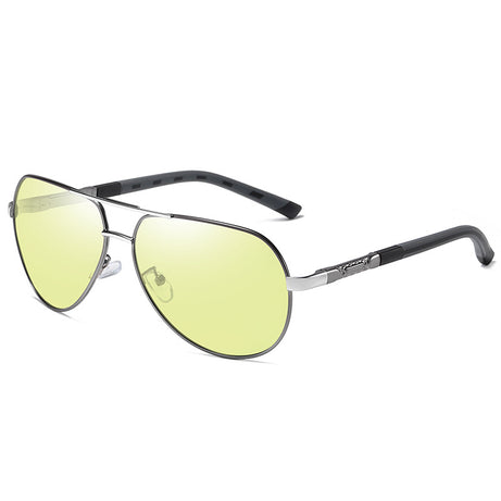 Men's Metal Polarized Color-changing Round Sunglasses