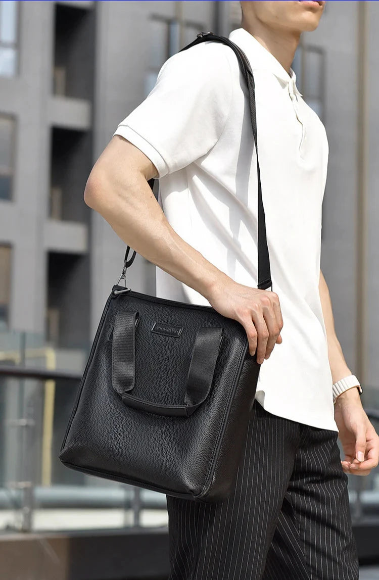 Men's Business Texture Vertical Leather Bag