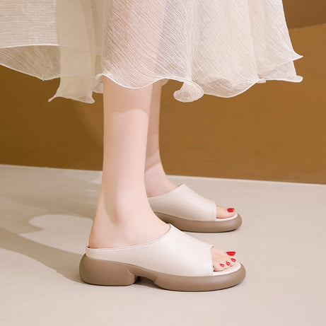 Women's Leather Versatile Fashion Slide Sandals (In Stock)