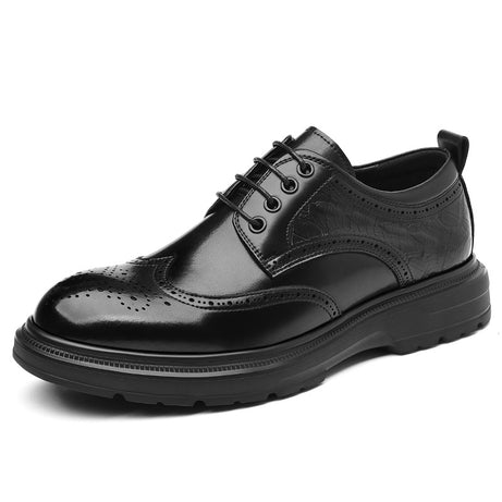 Men's Leather Block Engraved Formal Shoes