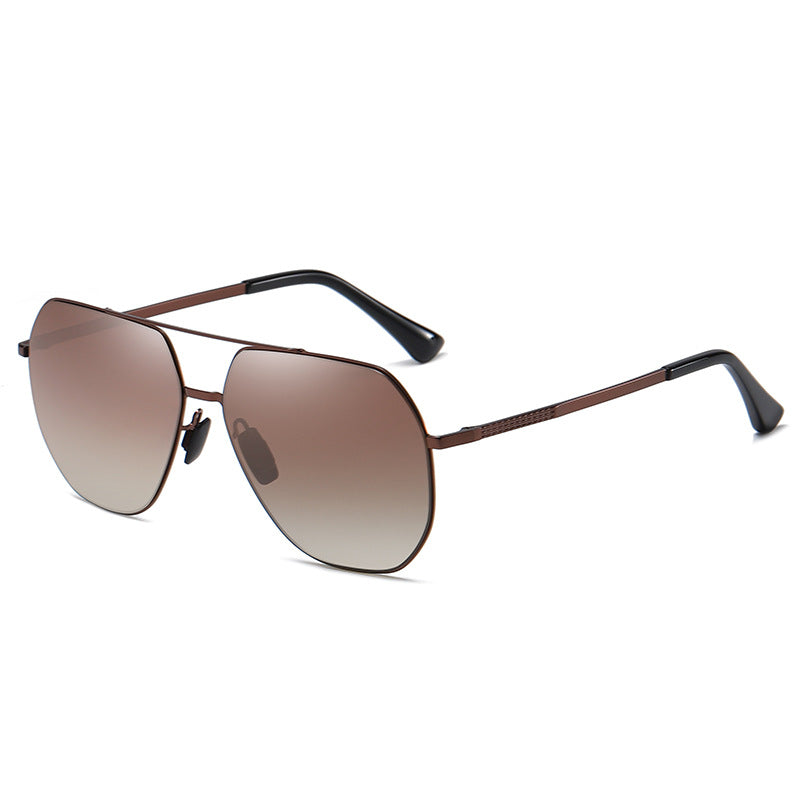 Men's Large Frame Two-color Metal Polarized Sunglasses