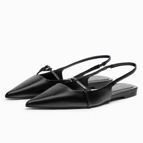Women's Black Pointed Toe Slip-On Dress Sandals