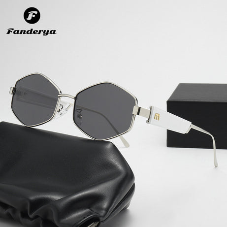Women's Round Polygonal Metal Frame Hip-hop Sunglasses