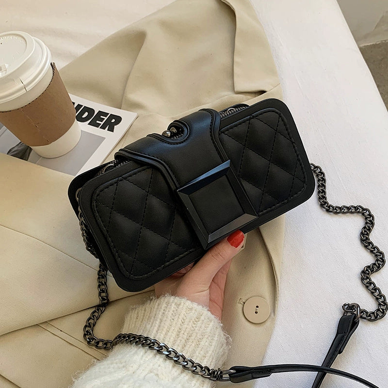 Women's Leather Trendy Rhombus Crossbody Bag