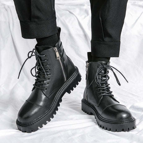 Men's Leather Martin Boots Fashion High Top Boots