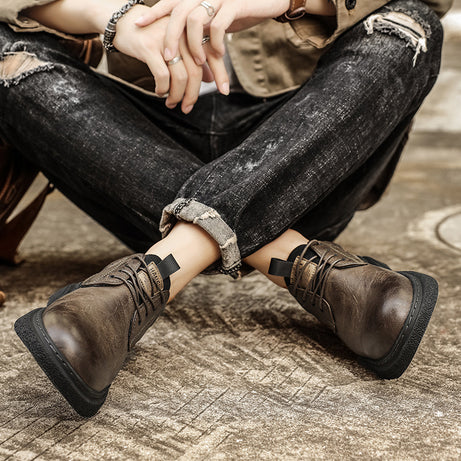 Men's Casual Leather Trend Thick-Soled Martin Boots