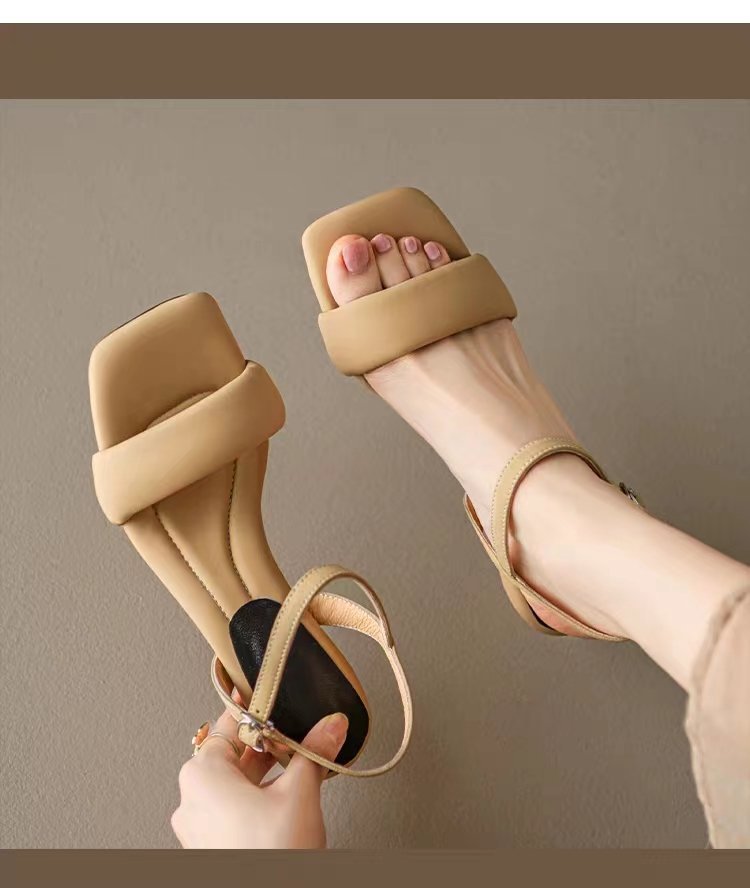 Women's Black Ankle Strap Buckle Sandals