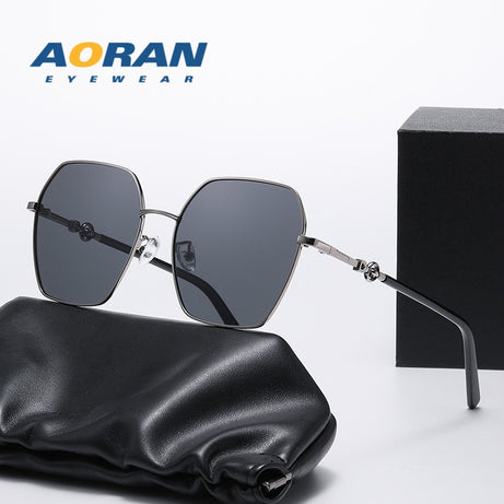 Women's Large Frame Polarized Metal Retro Protection Sunglasses