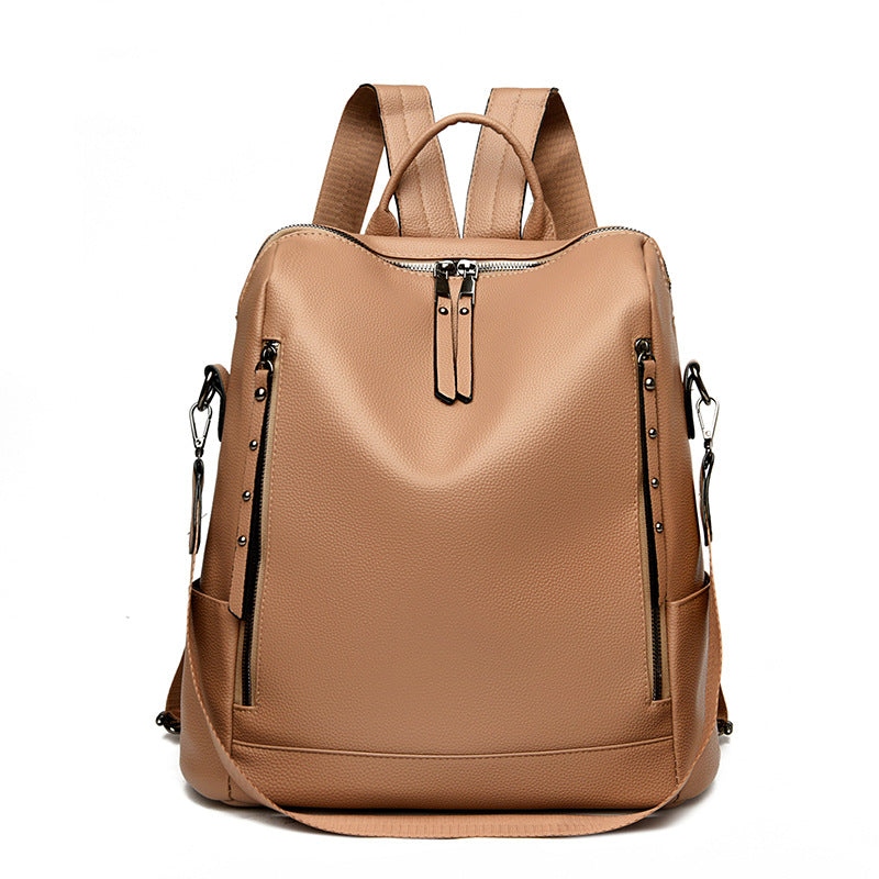 Women's Leather Trendy Large Backpack