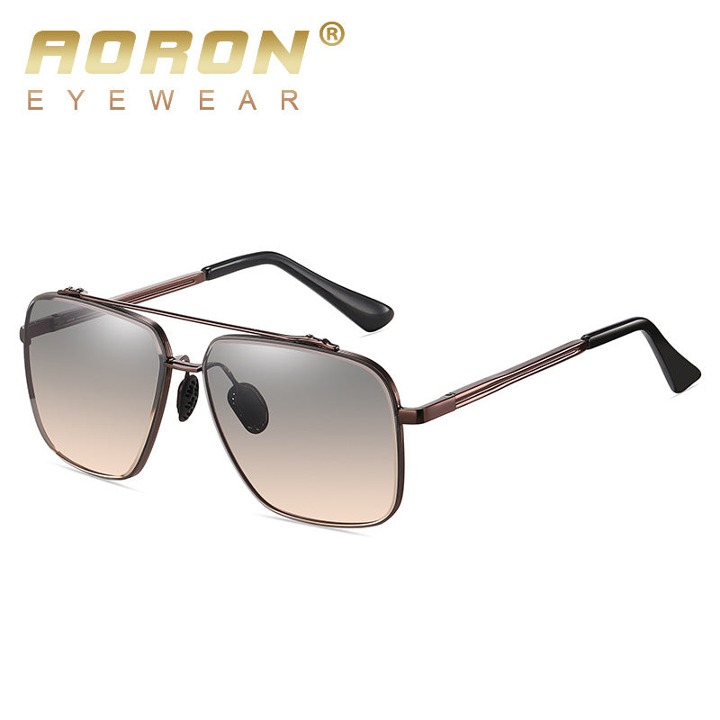 Men's Colorful Two-color Large-frame Metal Sunglasses