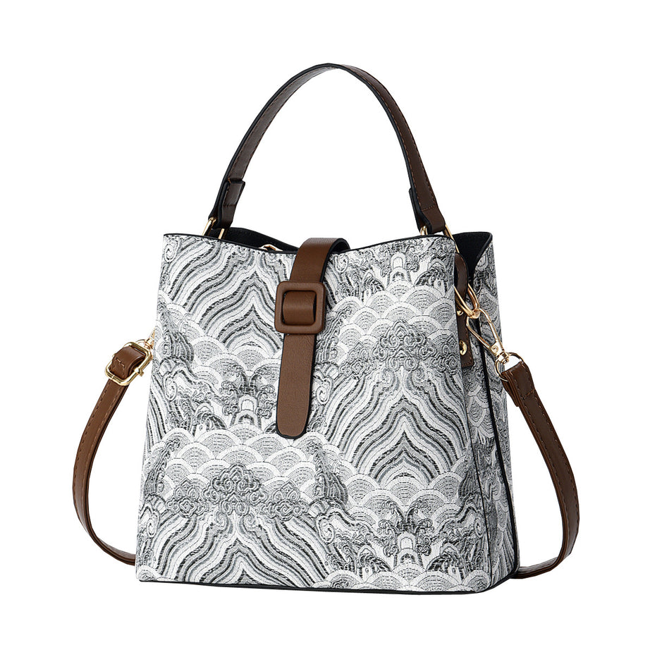 Women's Crossbody Bucket Bag Embroidery Bag