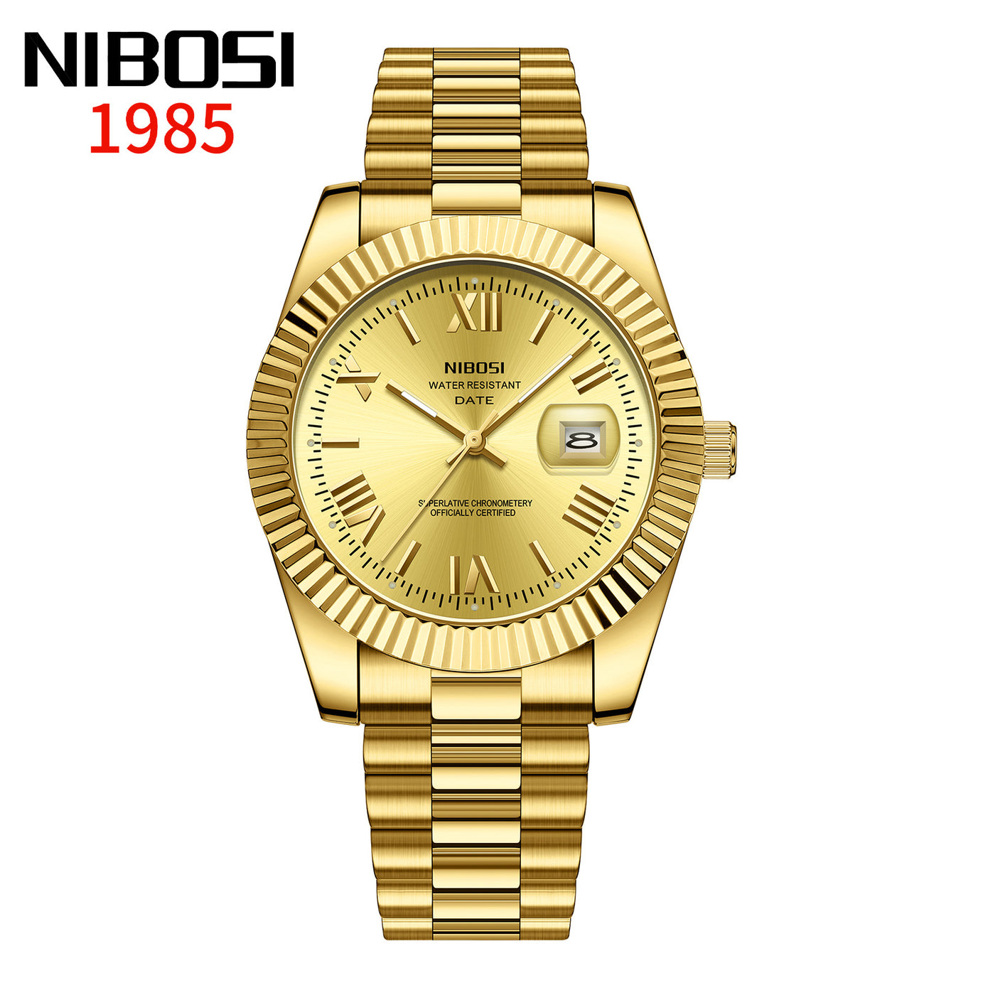 Men's Watch Gold Stainless Steel Calendar Watch