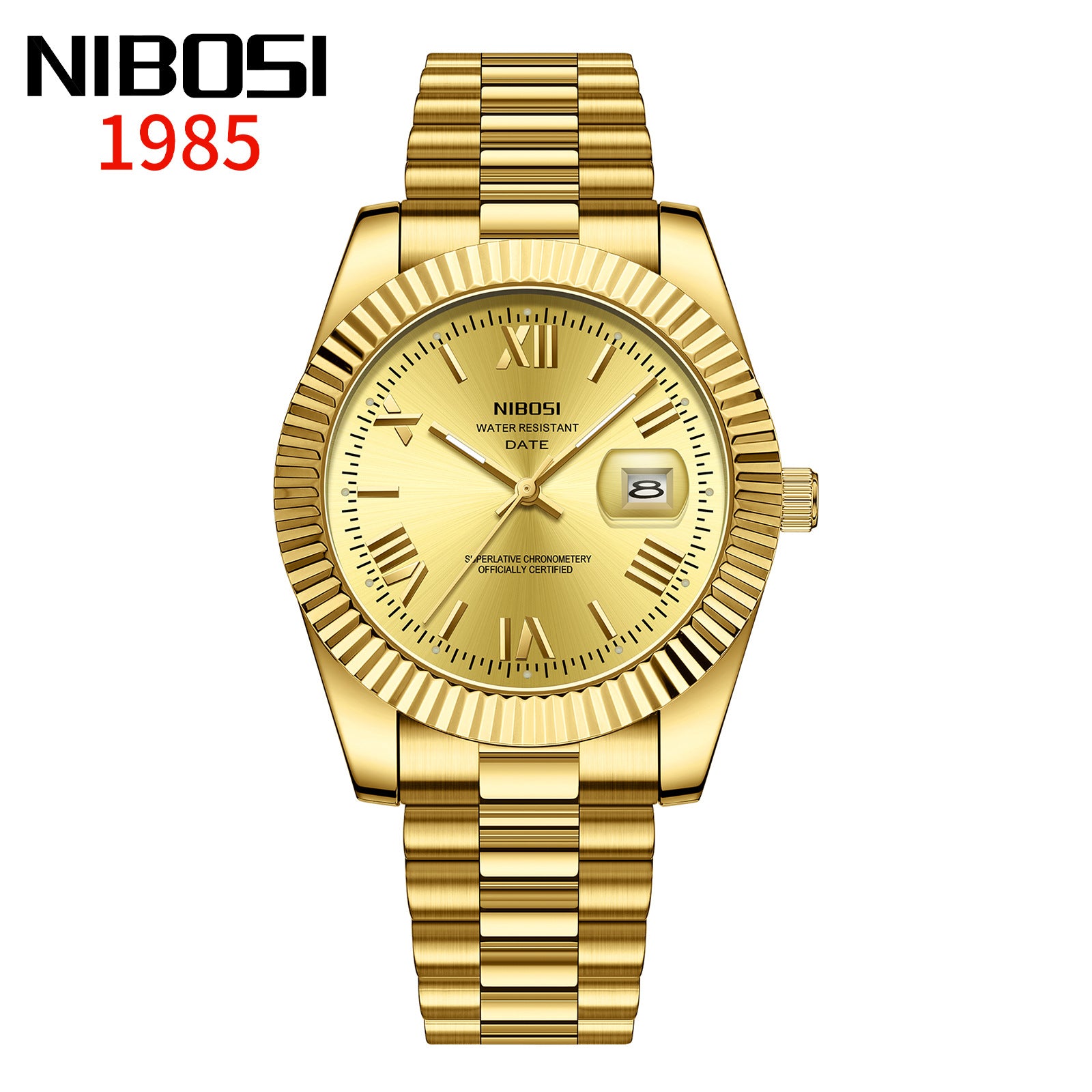 Men's Watch Gold Stainless Steel Calendar Watch