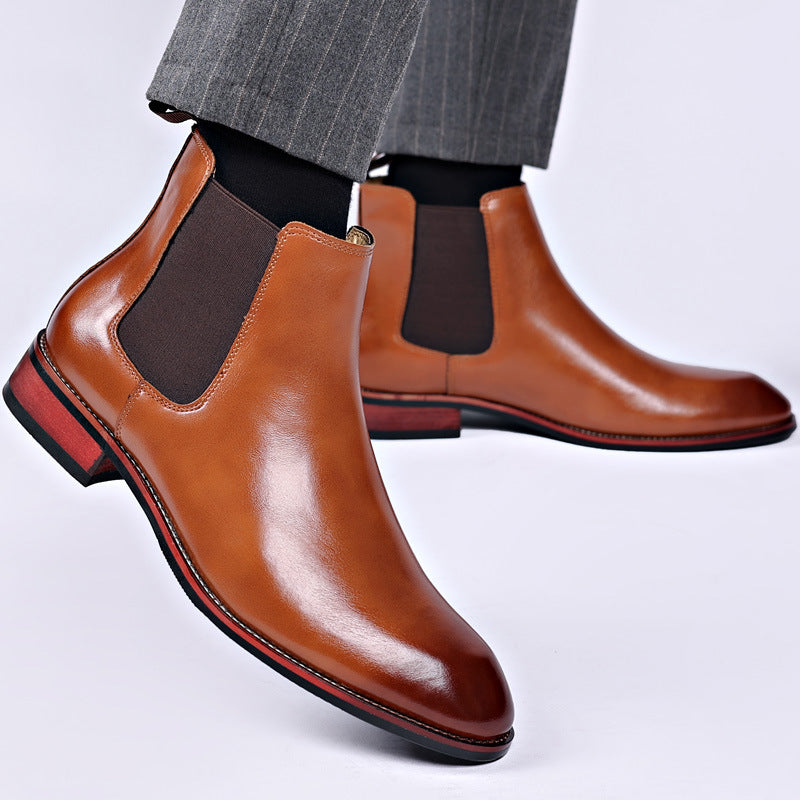 Men's British Style High-Top Leather Chelsea Boots