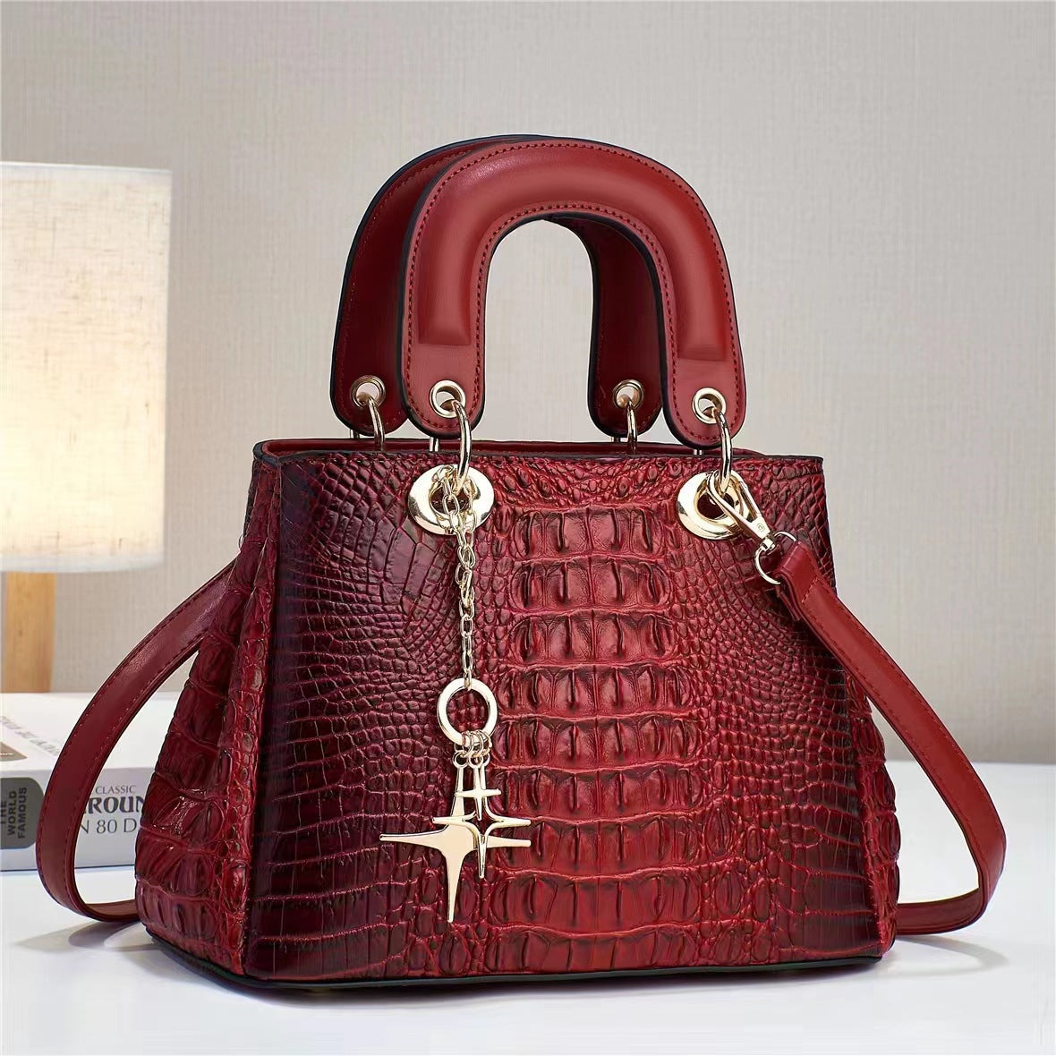 Women's Bag Crocodile Pattern Handbag Large Capacity Bag