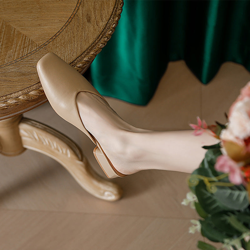 Women's New Soft Leather Mueller Slippers