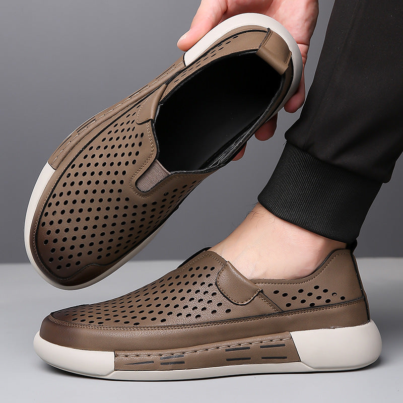 Men's Leather Hollow Breathable Shoes