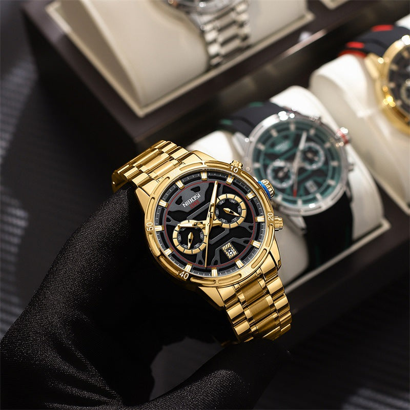 Men's Butterfly Double Snap Buckle   Watch