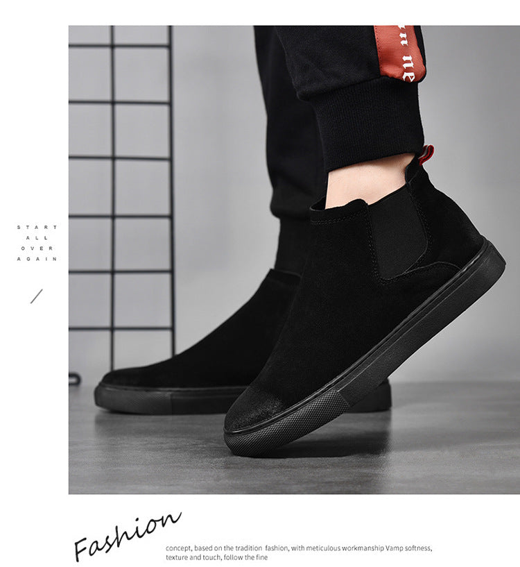 Men's Leather High-Top Casual Chelsea Shoes