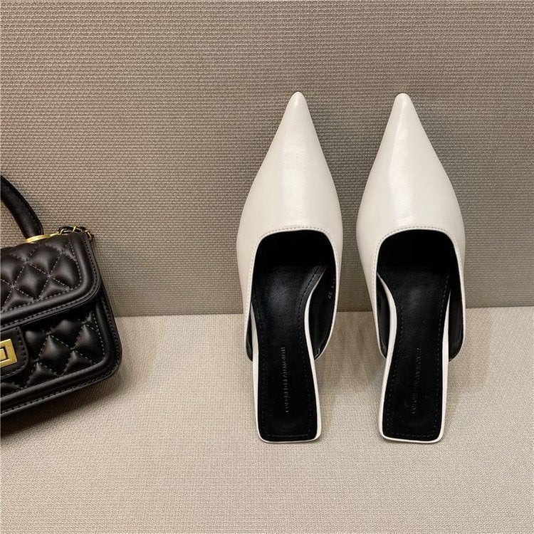 Women's Thin Heel Casual Muller Half Slippers