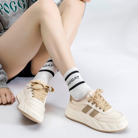 Women's Beige Casual Canvas Sneakers (In Stock)