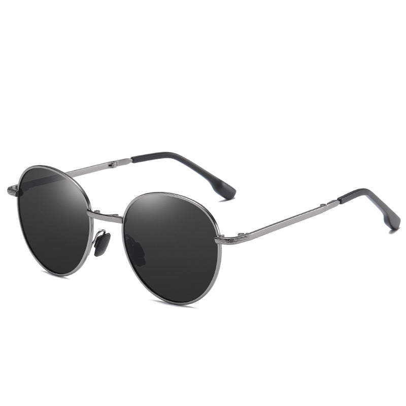 Men's Folding Polarized Round Frame Colorful Sunglasses
