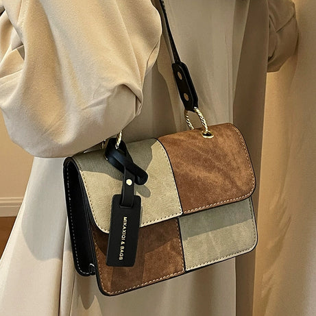Women's Retro Contrasting Classic Handbag